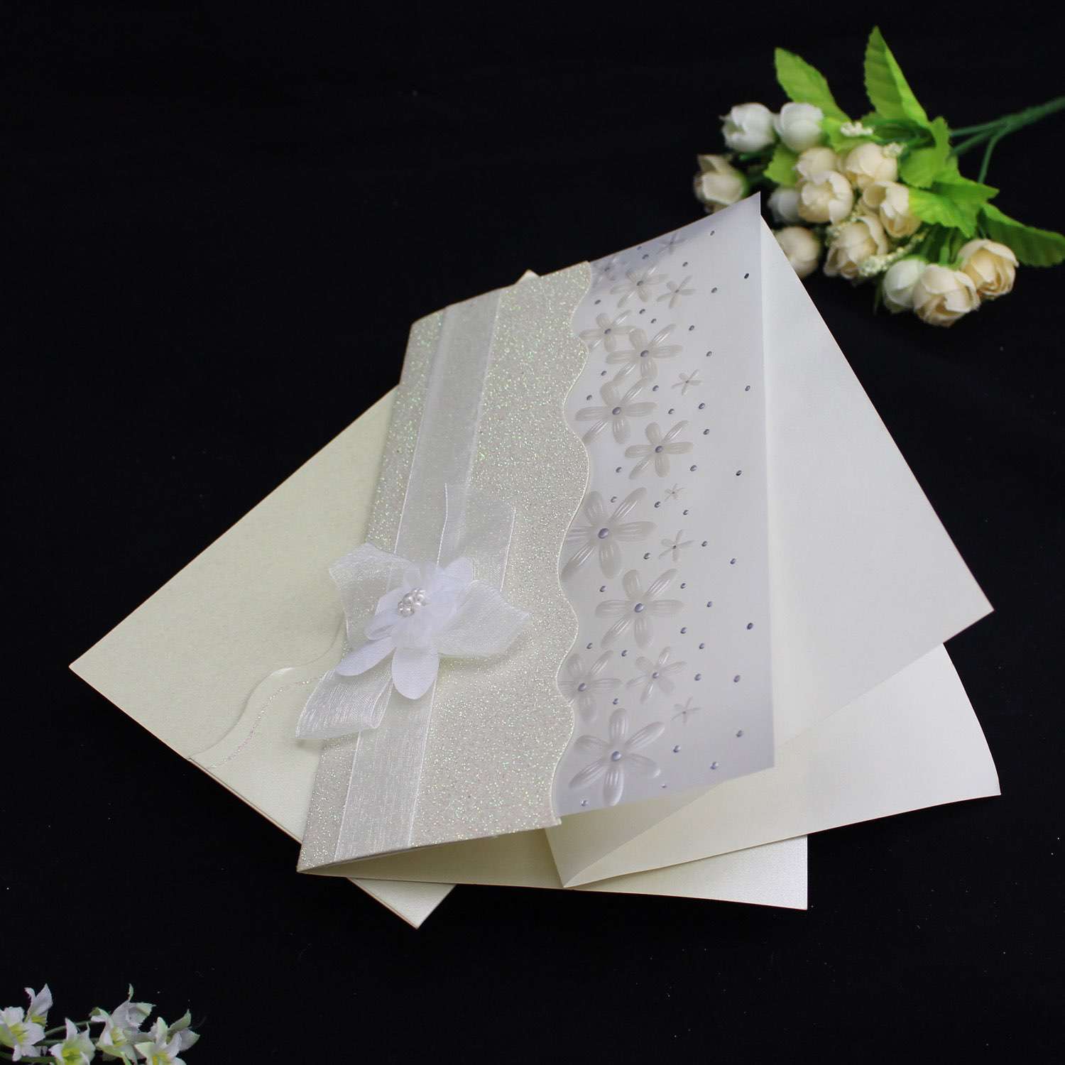 Floral Embossed Wedding Invitation Cards